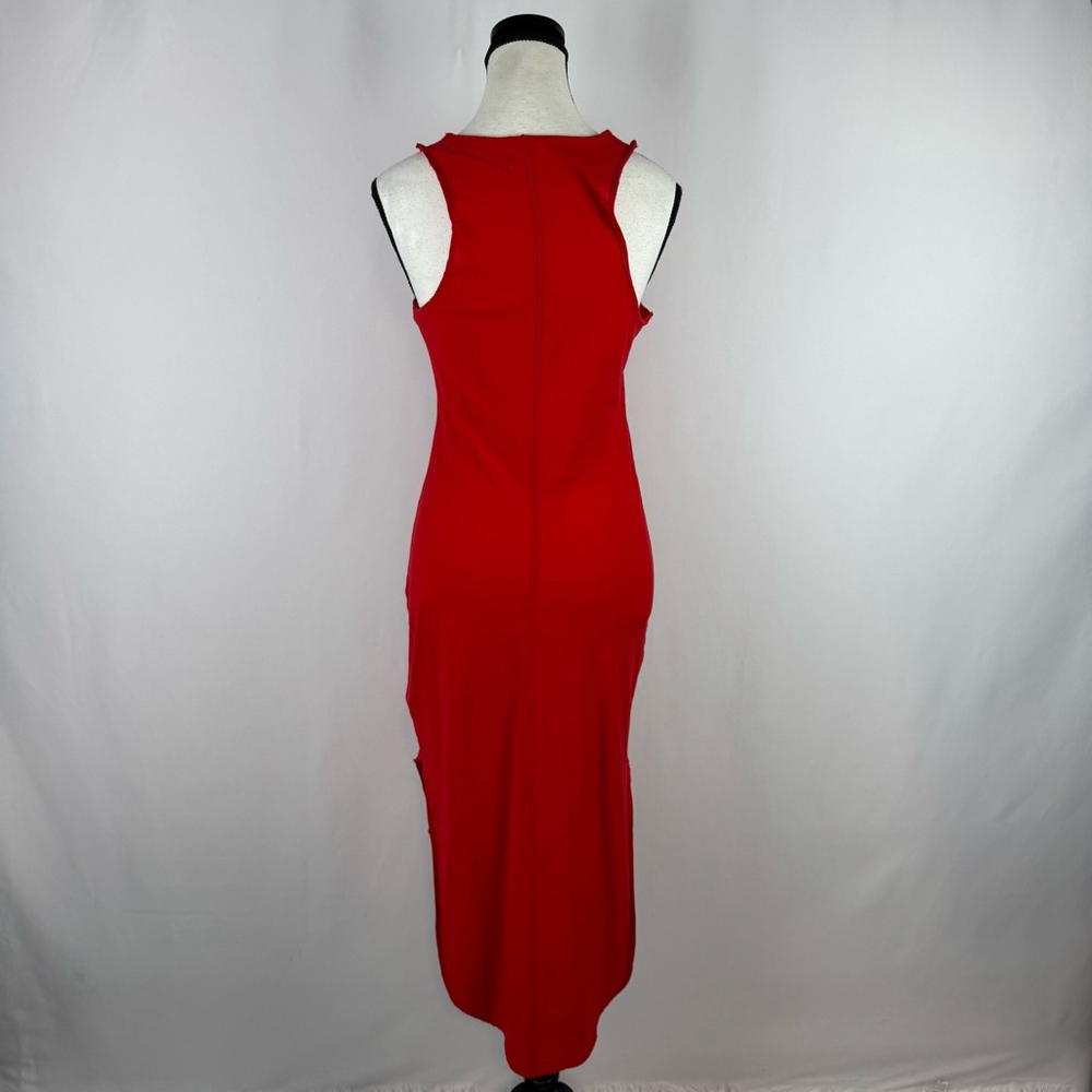 Nation LTD Tank Dress S Red Scoop Neck Sleeveless Midi Hi Low Summer Pima Cotton - Picture 5 of 10